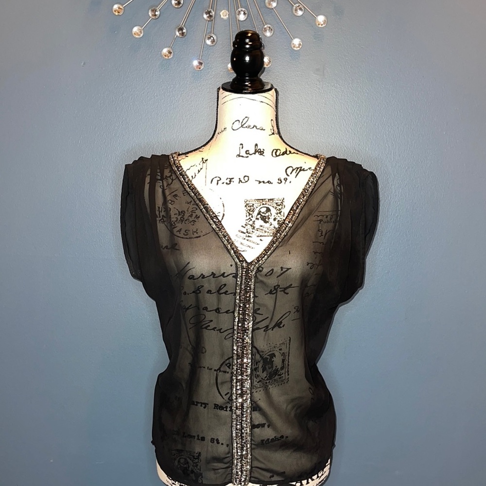 Live 4 Truth Beaded Sheer Top with ruching in back Size Small